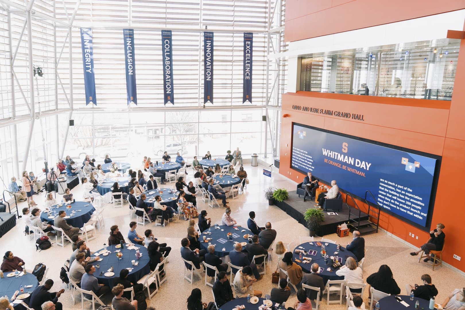 Syracuse event audio production with podium, PA, and stage setup