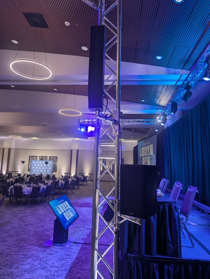 Conference presentation with professional display and speaker support